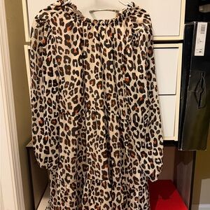 LOFT Animal Print Dress with Black and Orange Accents